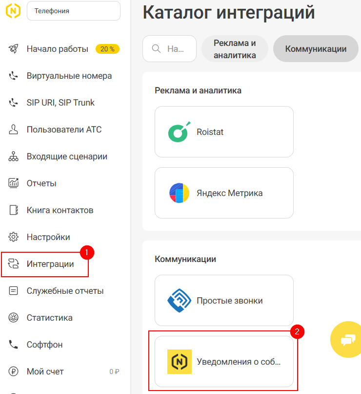 Телефония. Zadarma - 1036