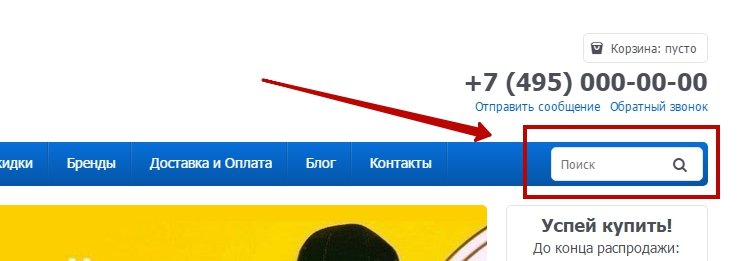 Поиск будет располагаться в меню каталога