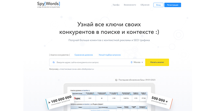 Анализ цен конкурентов - сервис Spywords