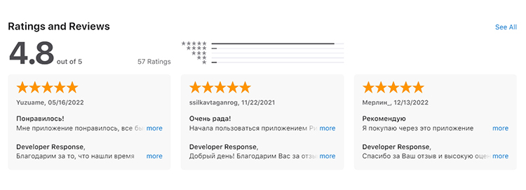 Рейтинг мобильного приложения