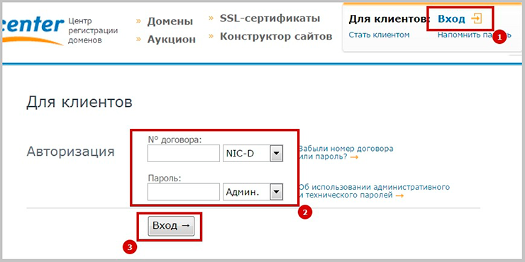 Password nic ru